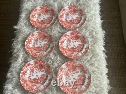 Royal Crown Derby RED AVES 8 side plates set of 6
