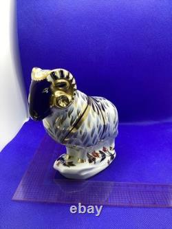 Royal Crown Derby Ram, 1st Quality Gold Stopper. 1990. Retired 1993