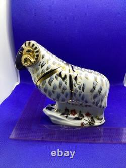 Royal Crown Derby Ram, 1st Quality Gold Stopper. 1990. Retired 1993