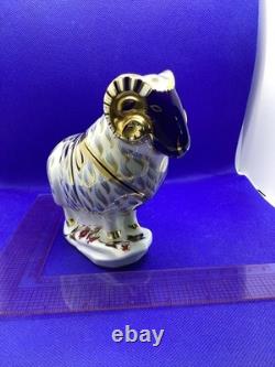 Royal Crown Derby Ram, 1st Quality Gold Stopper. 1990. Retired 1993