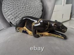 Royal Crown Derby Rare Black Panther Gold Stopper