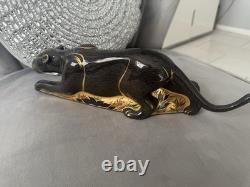 Royal Crown Derby Rare Black Panther Gold Stopper