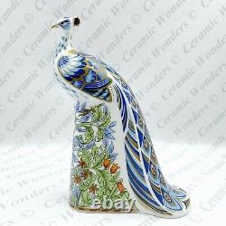 Royal Crown Derby Rare'Manor Peacock Bird Paperweight (Boxed) Gold Stopper