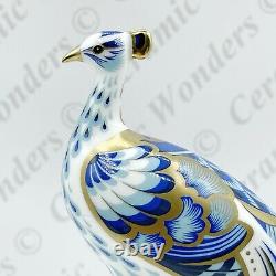 Royal Crown Derby Rare'Manor Peacock Bird Paperweight (Boxed) Gold Stopper