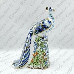 Royal Crown Derby Rare'Manor Peacock Bird Paperweight (Boxed) Gold Stopper