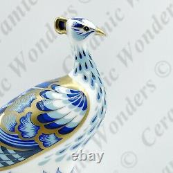 Royal Crown Derby Rare'Manor Peacock Bird Paperweight (Boxed) Gold Stopper