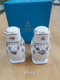 Royal Crown Derby Royal Antoinette 1ST QUALITY BRAND NEW SALT AND PEPPER SET
