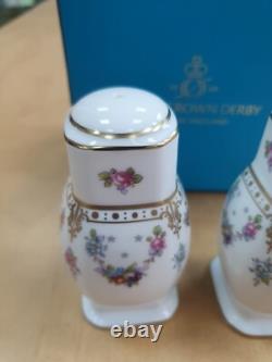 Royal Crown Derby Royal Antoinette 1ST QUALITY BRAND NEW SALT AND PEPPER SET