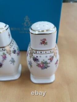 Royal Crown Derby Royal Antoinette 1ST QUALITY BRAND NEW SALT AND PEPPER SET