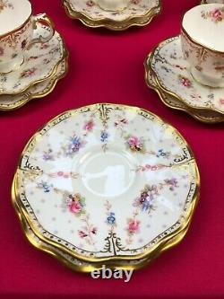 Royal Crown Derby Royal Antoinette 21 Piece Tea Set Trios Cake Tea Pot Plates
