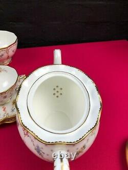 Royal Crown Derby Royal Antoinette 21 Piece Tea Set Trios Cake Tea Pot Plates