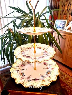 Royal Crown Derby Royal Antoinette 3 Tier Cake Stand Rrp £570 Mint Cond