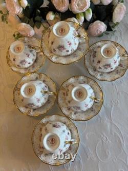 Royal Crown Derby Royal Antoinette 6 x cups and saucers