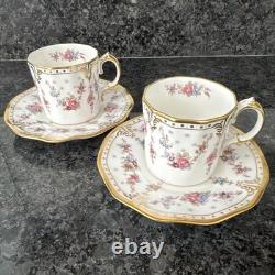 Royal Crown Derby Royal Antoinette Espresso Cups & Saucer X 2 Unused
