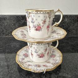 Royal Crown Derby Royal Antoinette Espresso Cups & Saucer X 2 Unused