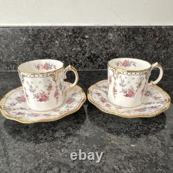 Royal Crown Derby Royal Antoinette Espresso Cups & Saucer X 2 Unused