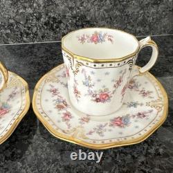 Royal Crown Derby Royal Antoinette Espresso Cups & Saucer X 2 Unused