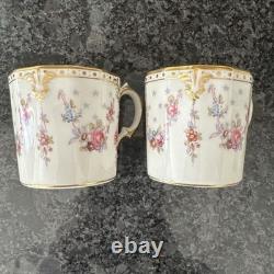 Royal Crown Derby Royal Antoinette Espresso Cups & Saucer X 2 Unused