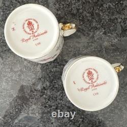 Royal Crown Derby Royal Antoinette Espresso Cups & Saucer X 2 Unused