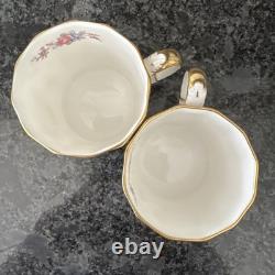 Royal Crown Derby Royal Antoinette Espresso Cups & Saucer X 2 Unused