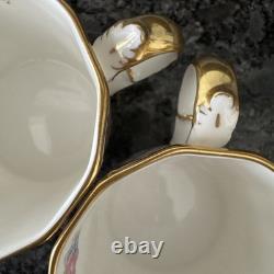 Royal Crown Derby Royal Antoinette Espresso Cups & Saucer X 2 Unused