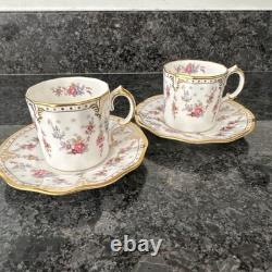 Royal Crown Derby Royal Antoinette Espresso Cups & Saucer X 2 Unused
