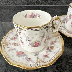 Royal Crown Derby Royal Antoinette Espresso Cups & Saucer X 2 Unused