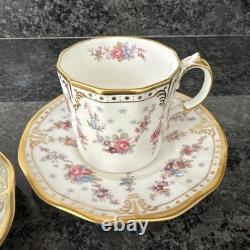 Royal Crown Derby Royal Antoinette Espresso Cups & Saucer X 2 Unused