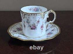 Royal Crown Derby Royal Antoinette Fine Bone China Coffee Cup & Saucer