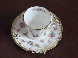 Royal Crown Derby Royal Antoinette Fine Bone China Coffee Cup & Saucer