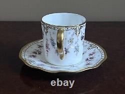 Royal Crown Derby Royal Antoinette Fine Bone China Coffee Cup & Saucer