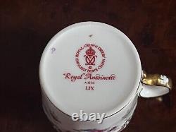 Royal Crown Derby Royal Antoinette Fine Bone China Coffee Cup & Saucer