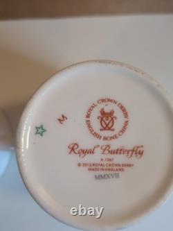 Royal Crown Derby Royal Butterfly A 1367 Bone China Mugs x 2 2nd Quality Used GC