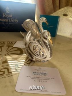 Royal Crown Derby Royal Cygnet Paperweights Charlotte & Louis LE 122/750