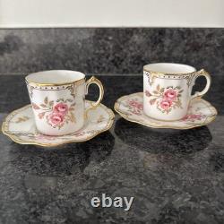 Royal Crown Derby, Royal Pinxton Roses 2 Coffee Cups & Saucers Unused