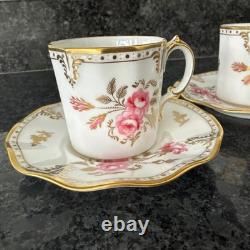 Royal Crown Derby, Royal Pinxton Roses 2 Coffee Cups & Saucers Unused