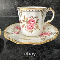 Royal Crown Derby, Royal Pinxton Roses 2 Coffee Cups & Saucers Unused