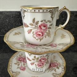 Royal Crown Derby, Royal Pinxton Roses 2 Coffee Cups & Saucers Unused