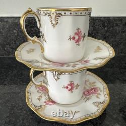 Royal Crown Derby, Royal Pinxton Roses 2 Coffee Cups & Saucers Unused