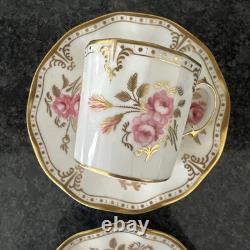 Royal Crown Derby, Royal Pinxton Roses 2 Coffee Cups & Saucers Unused