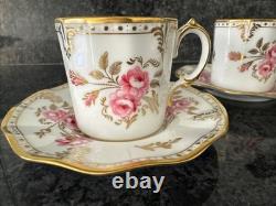 Royal Crown Derby, Royal Pinxton Roses 2 Coffee Cups & Saucers Unused