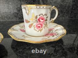 Royal Crown Derby, Royal Pinxton Roses 2 Coffee Cups & Saucers Unused