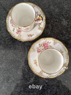 Royal Crown Derby, Royal Pinxton Roses 2 Coffee Cups & Saucers Unused