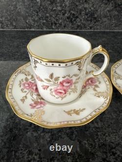 Royal Crown Derby, Royal Pinxton Roses 2 Coffee Cups & Saucers Unused