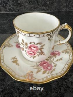 Royal Crown Derby, Royal Pinxton Roses 2 Coffee Cups & Saucers Unused