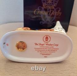 Royal Crown Derby Royal Windsor Corgi. Ltd Ed. Cert. Gold Stop. Box