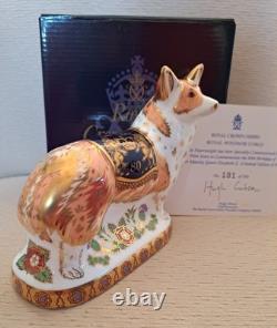 Royal Crown Derby Royal Windsor Corgi. Ltd Ed. Cert. Gold Stop. Box