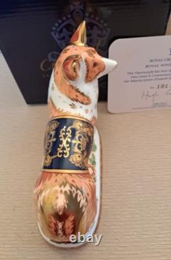 Royal Crown Derby Royal Windsor Corgi. Ltd Ed. Cert. Gold Stop. Box