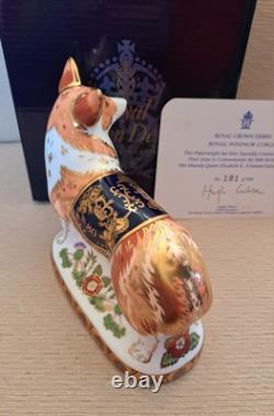 Royal Crown Derby Royal Windsor Corgi. Ltd Ed. Cert. Gold Stop. Box