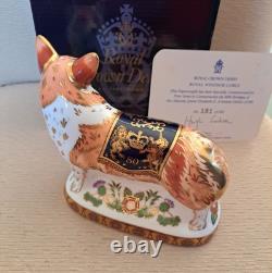 Royal Crown Derby Royal Windsor Corgi. Ltd Ed. Cert. Gold Stop. Box